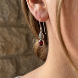 Garnet Sterling Silver Drop Earrings