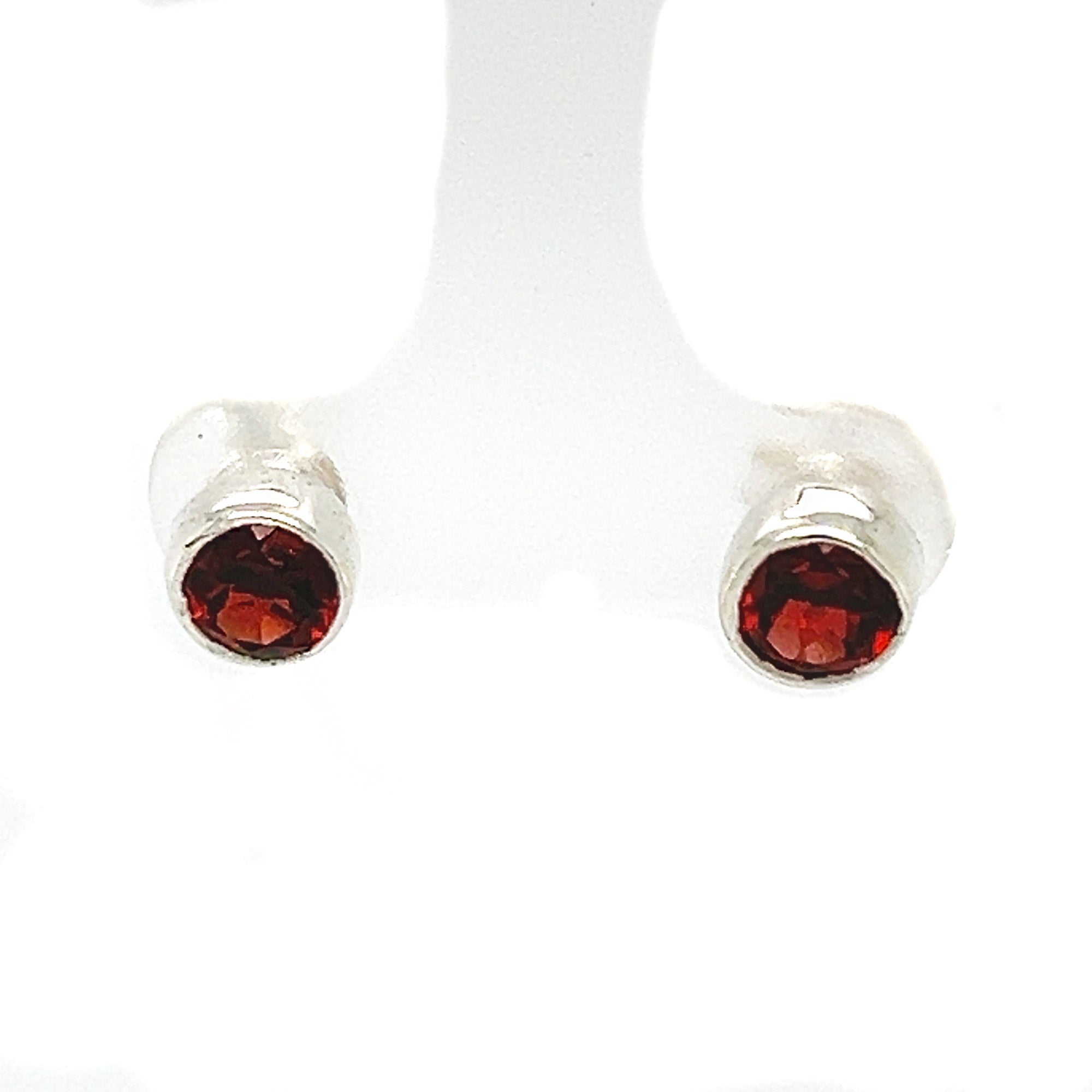 Garnet Faceted Stud Earrings