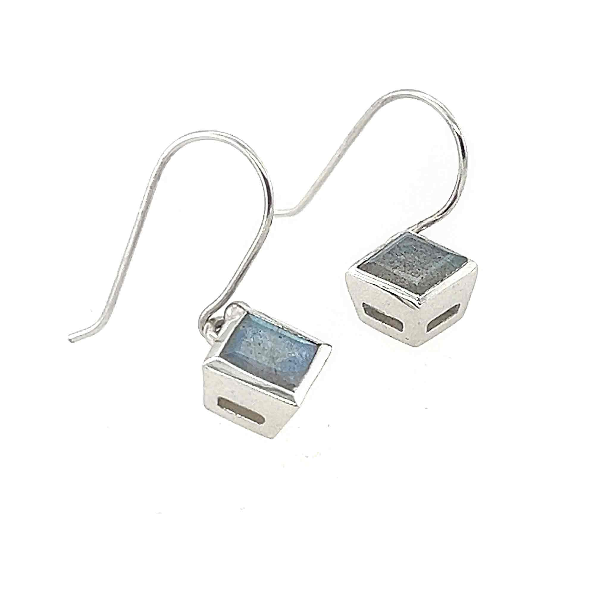 Faceted Square Labradorite Earrings