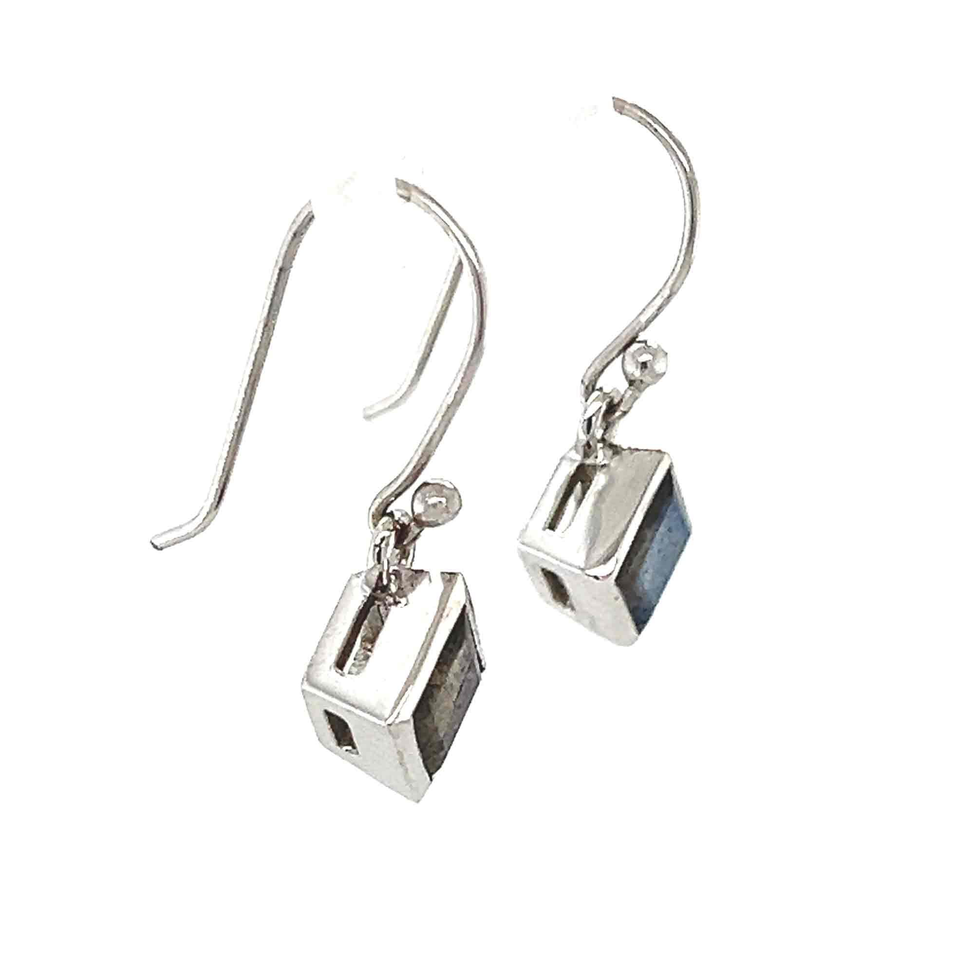 Faceted Square Labradorite Earrings