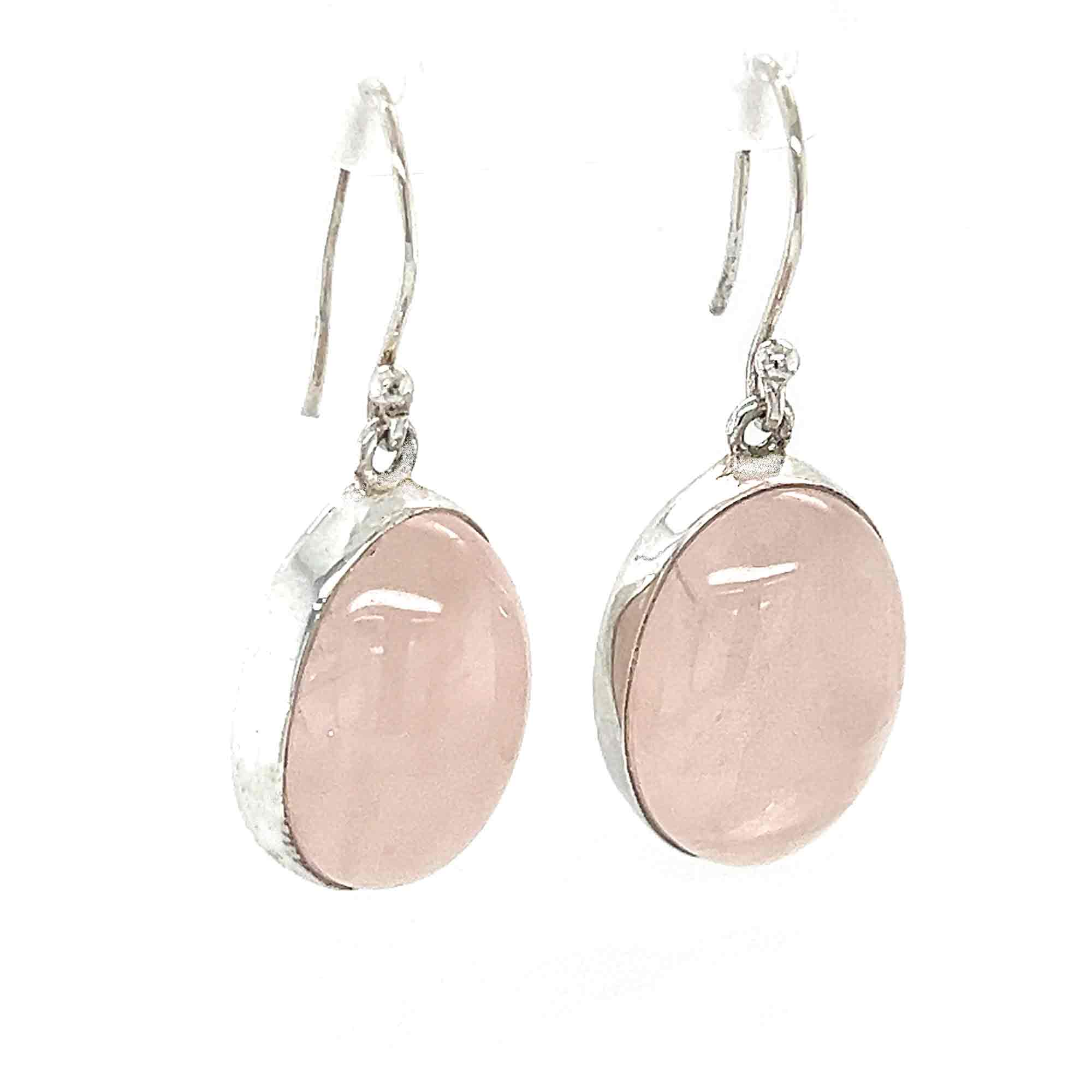 Cabochon Rose Quartz Drop Earrings