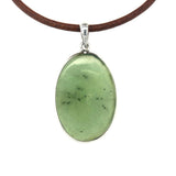 Jade Sterling Silver Oval Pendant