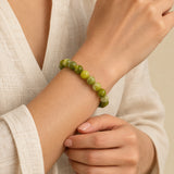 Light Green Nephrite Jade Bead Bracelet – 8mm Beads