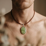 Jade Sterling Silver Oval Pendant