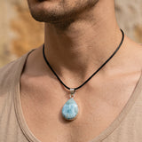 Larimar Teardrop Silver Necklace