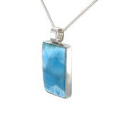 Larimar Rectangular Silver Pendant