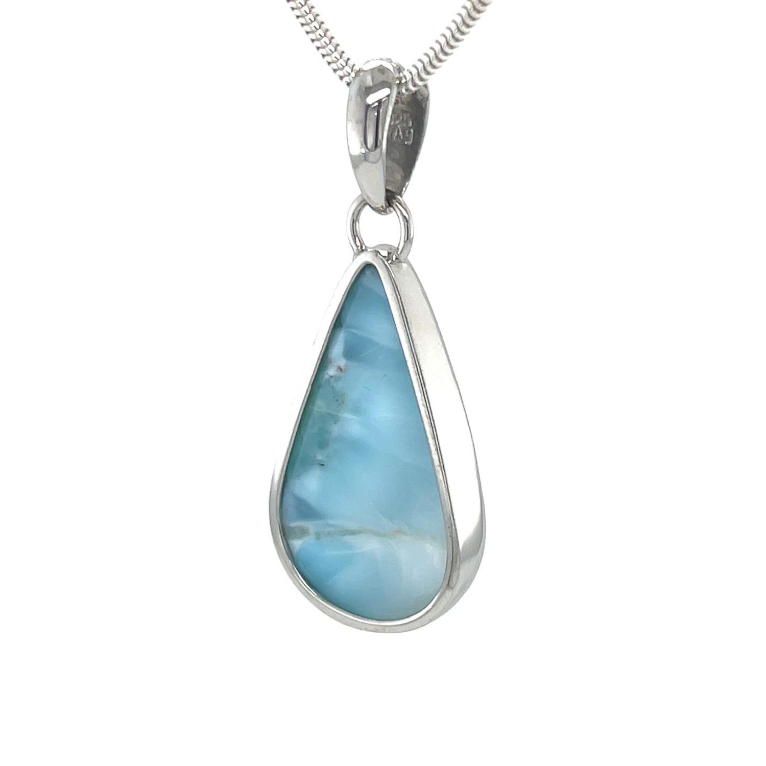 Back view of .925 sterling silver Larimar pendant setting