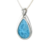 Larimar Teardrop Silver Pendant