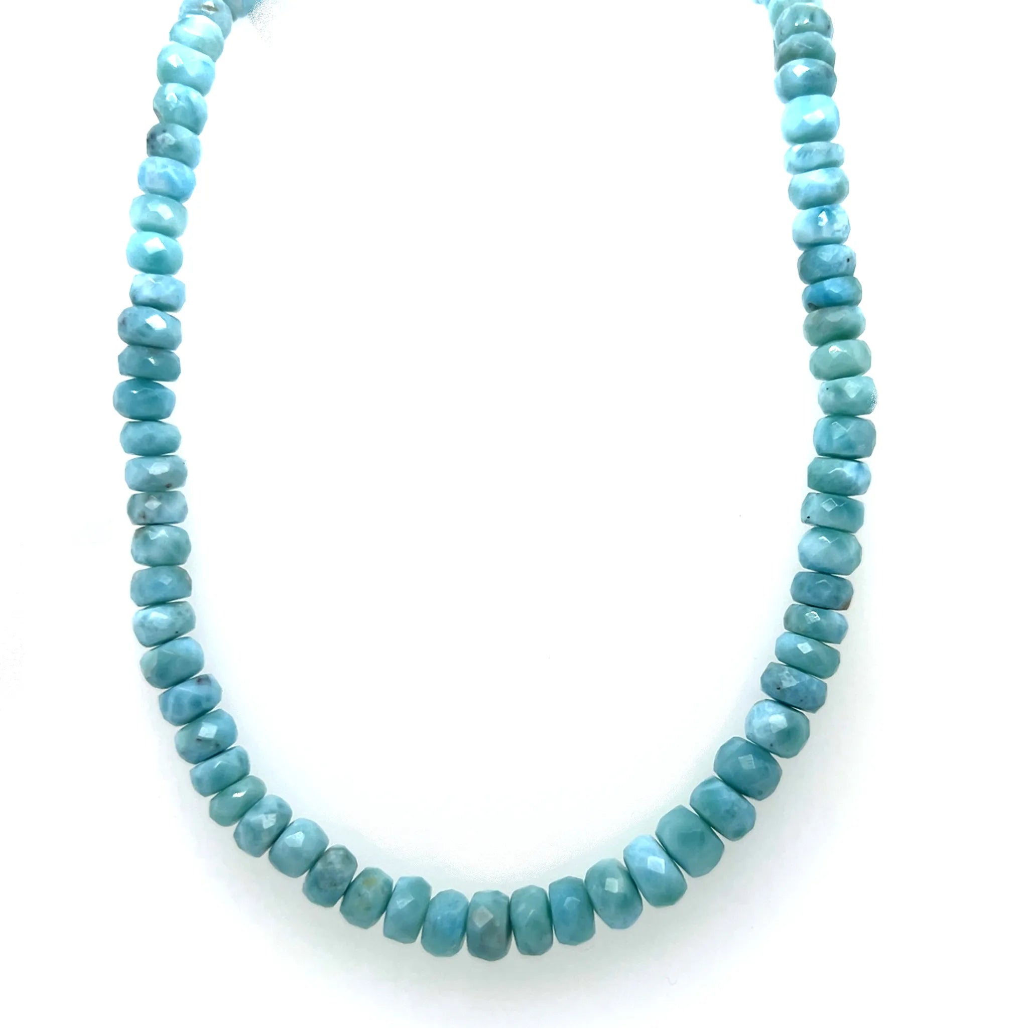 Premium Larimar bead necklace with 5 mm or 7 mm faceted rondelle beads