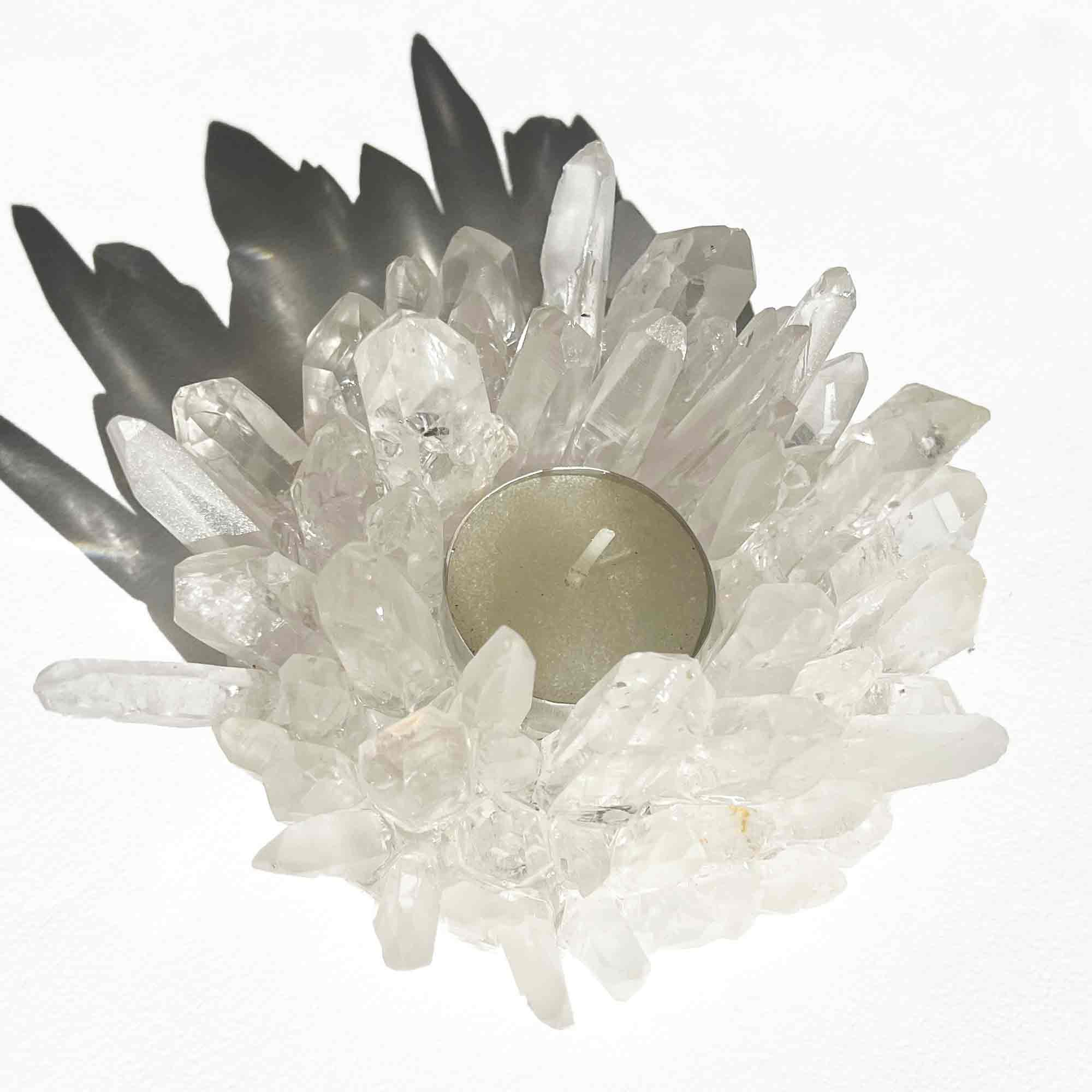 clear Quartz Lemurian Candle Holder