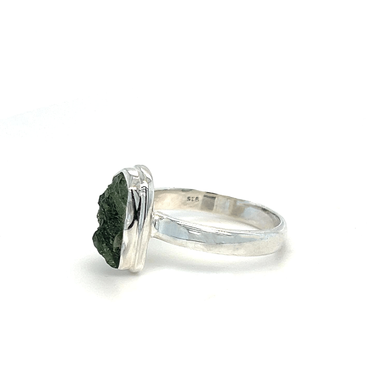 Raw Moldavite Silver Ring