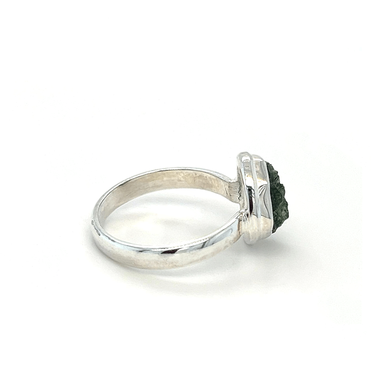 Raw Moldavite Silver Ring