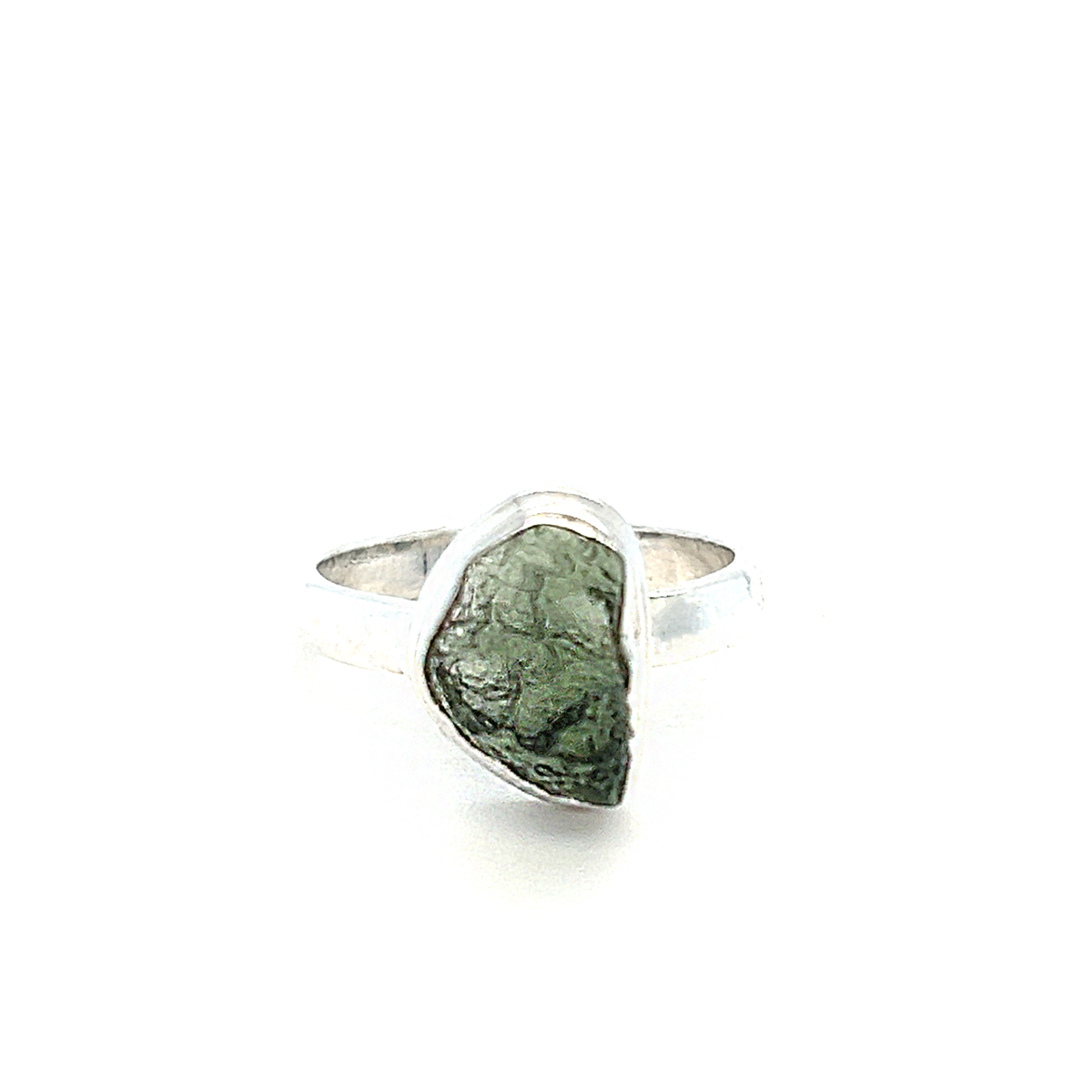 Raw Moldavite Silver Ring