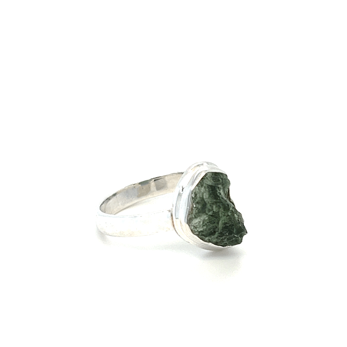 Raw Moldavite Silver Ring