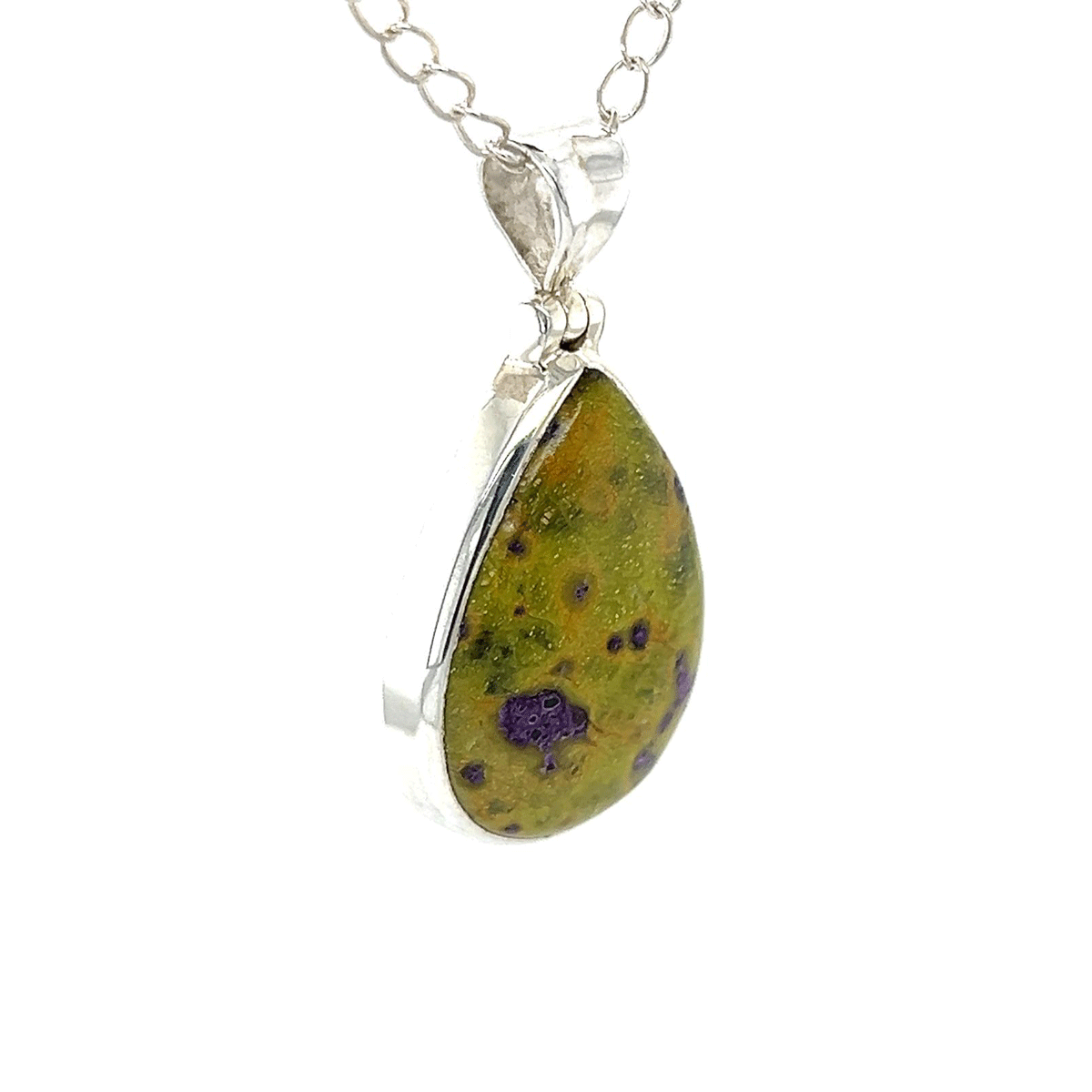 Teardrop Stichtite Serpentine Pendant