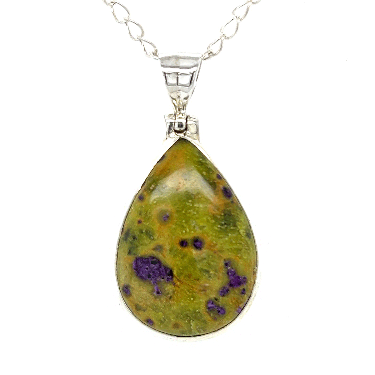 Teardrop Stichtite Serpentine Pendant