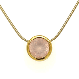 Rose Quartz Circular Gold Pendant