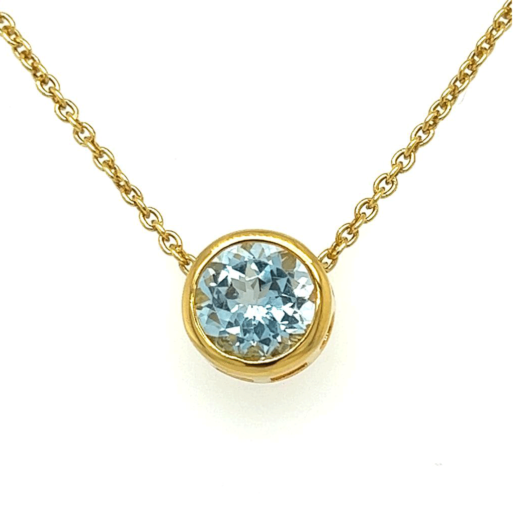 Blue Topaz Circular Gold Pendant