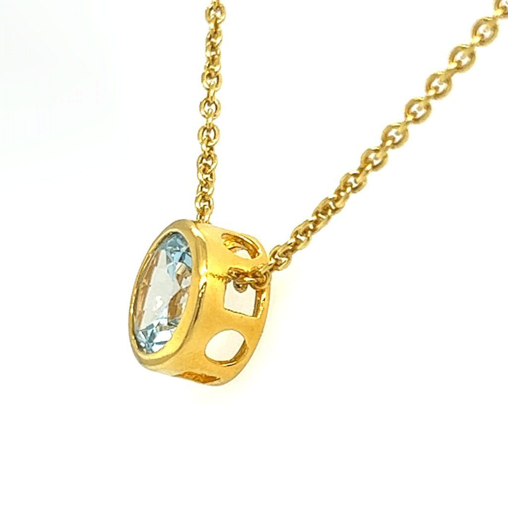 Blue Topaz Circular Gold Pendant