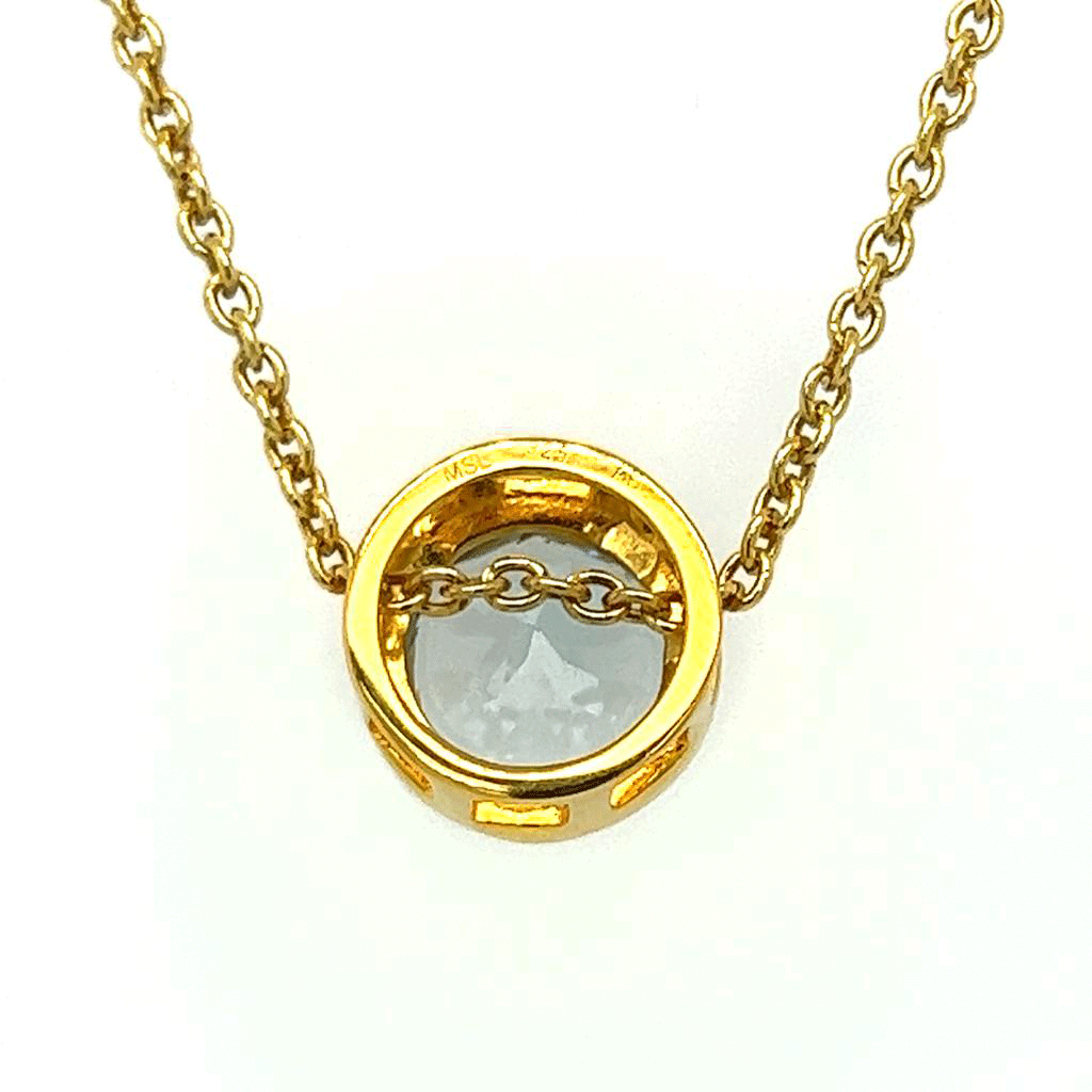 Blue Topaz Circular Gold Pendant