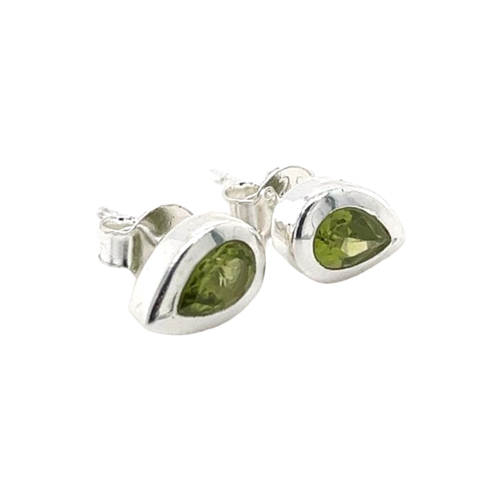 Peridot Faceted Stud Earrings