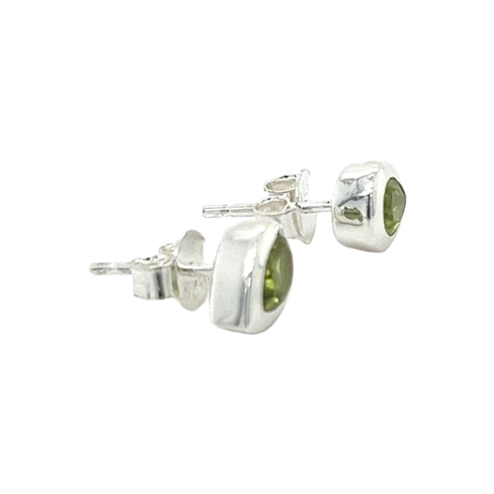 Peridot Faceted Stud Earrings