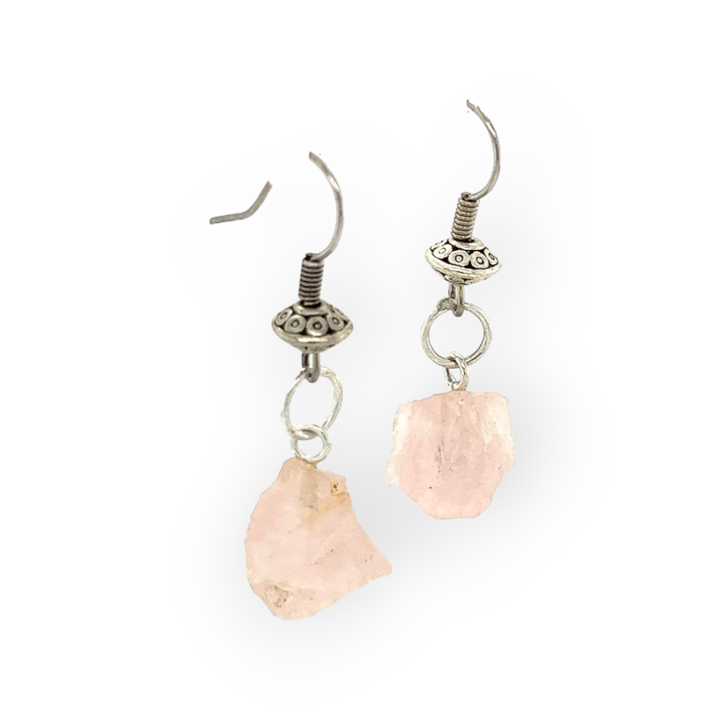 Raw Rose Quartz Earrings