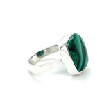 Square Silver Malachite Ring