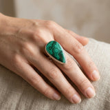 Malachite Teardrop Silver Ring