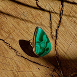 Malachite Teardrop Silver Ring