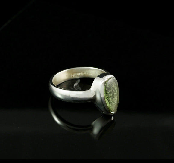 Moldavite Polished Ring