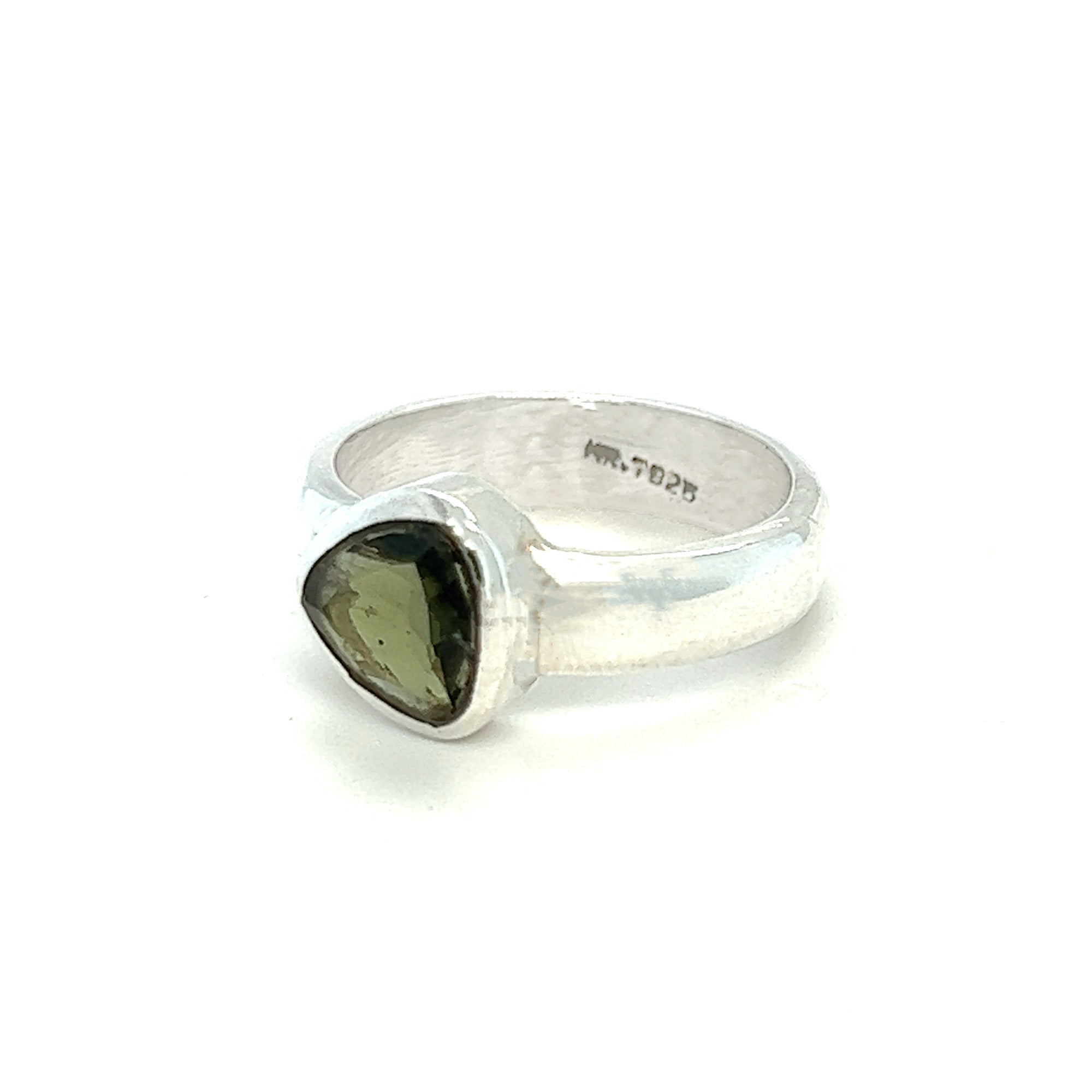 Moldavite Faceted Ring