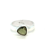 Moldavite Faceted Ring