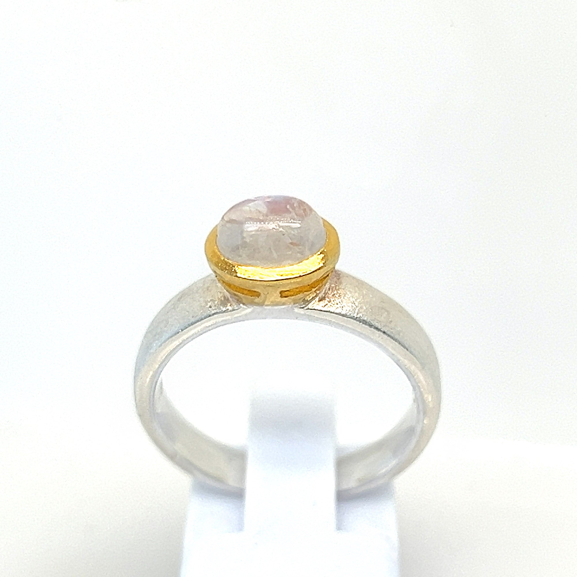 Moonstone Gold Silver Ring