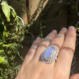 Moonstone Embossed Silver Ring