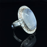 Moonstone Embossed Silver Ring