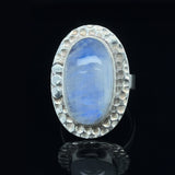 Moonstone Embossed Silver Ring