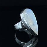 Rainbow Moonstone Teardrop Ring