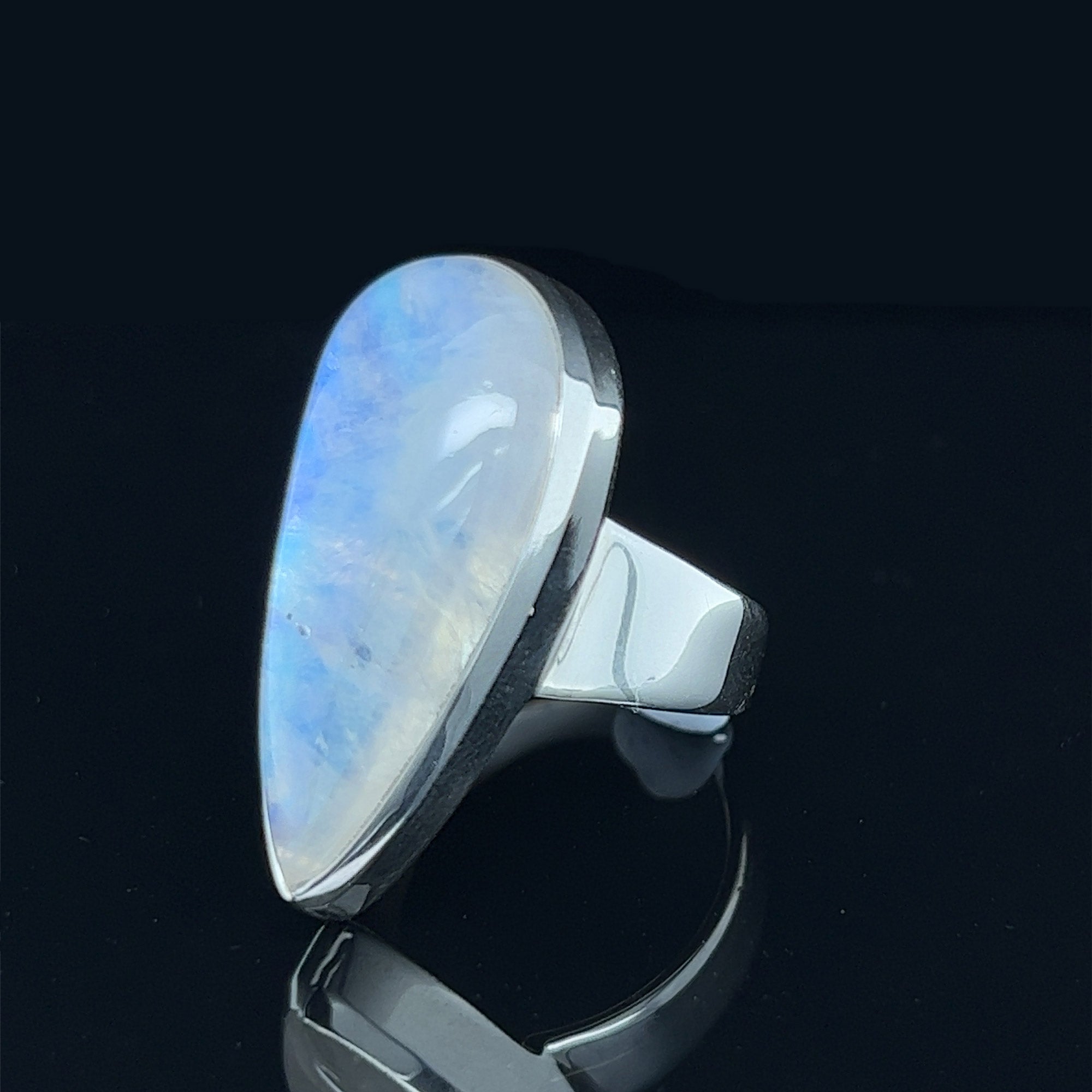 Rainbow Moonstone Teardrop Ring