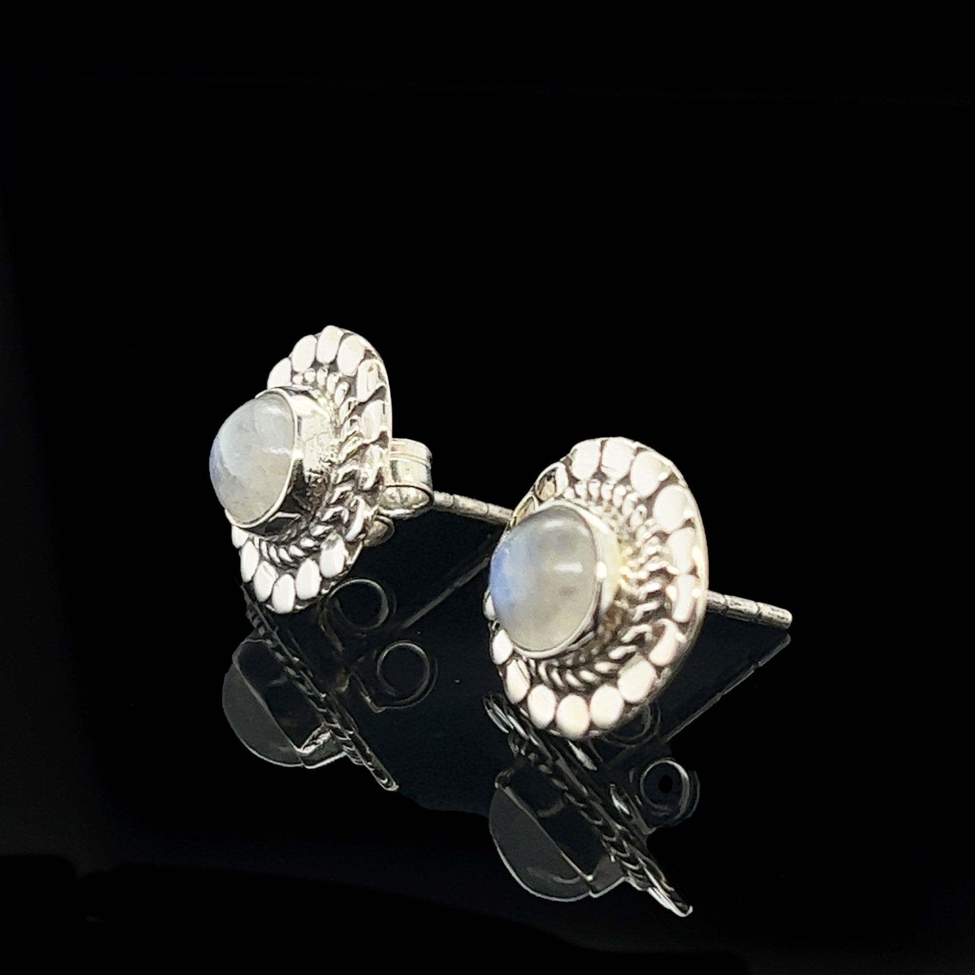 Moonstone Filigree Stud Earrings