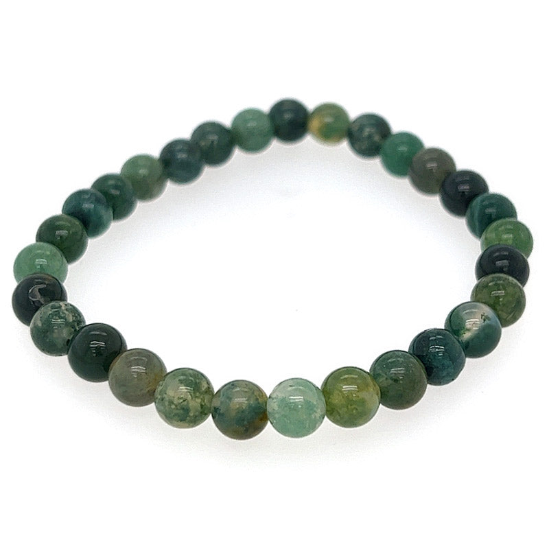 Moss Agate Bead Bracelet