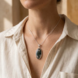 Moss Agate Sterling Silver Pendant