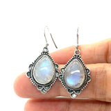 Moonstone Filigree Drop Earrings
