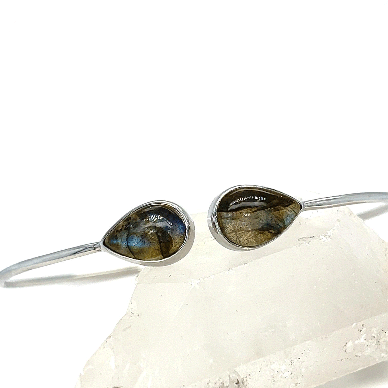 Labradorite Sterling Silver Open Bangle