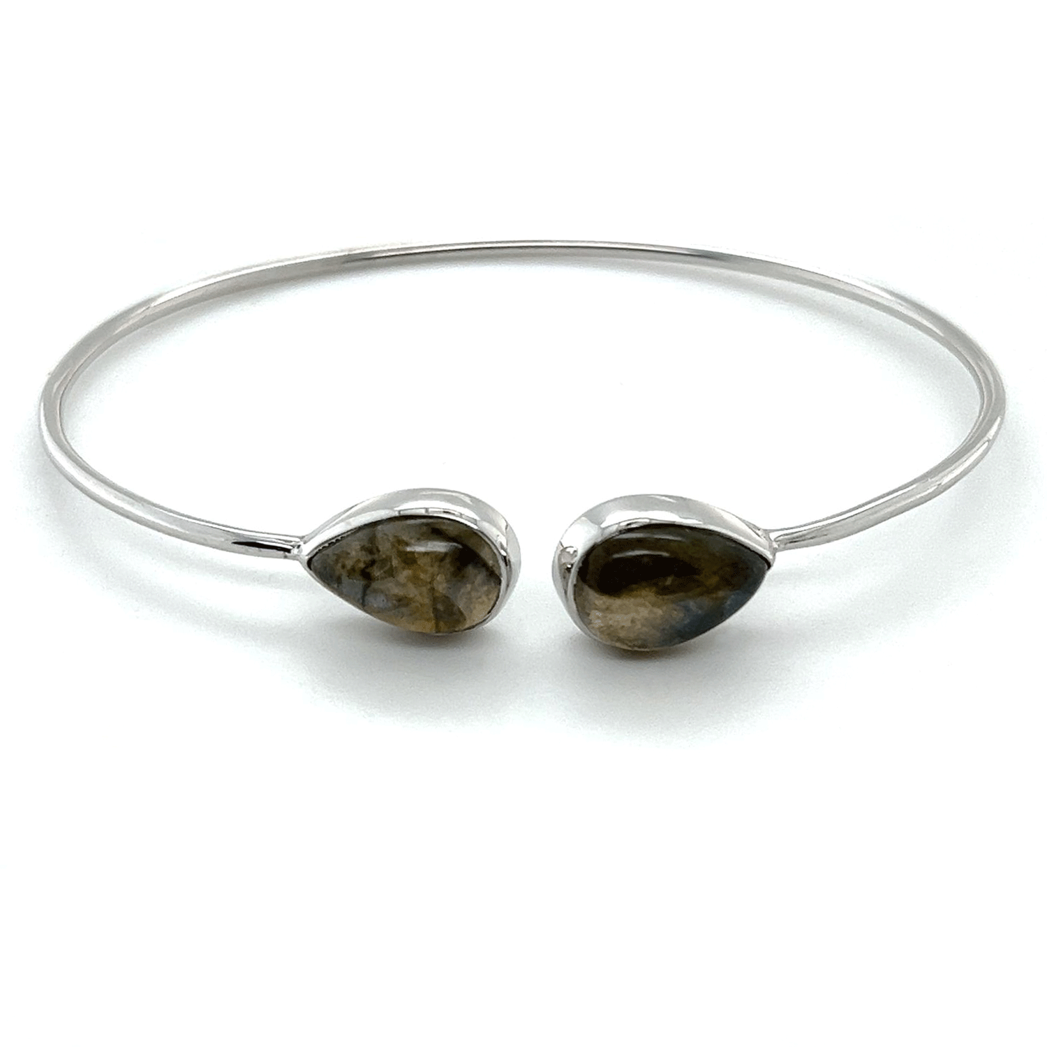 Labradorite Sterling Silver Open Bangle