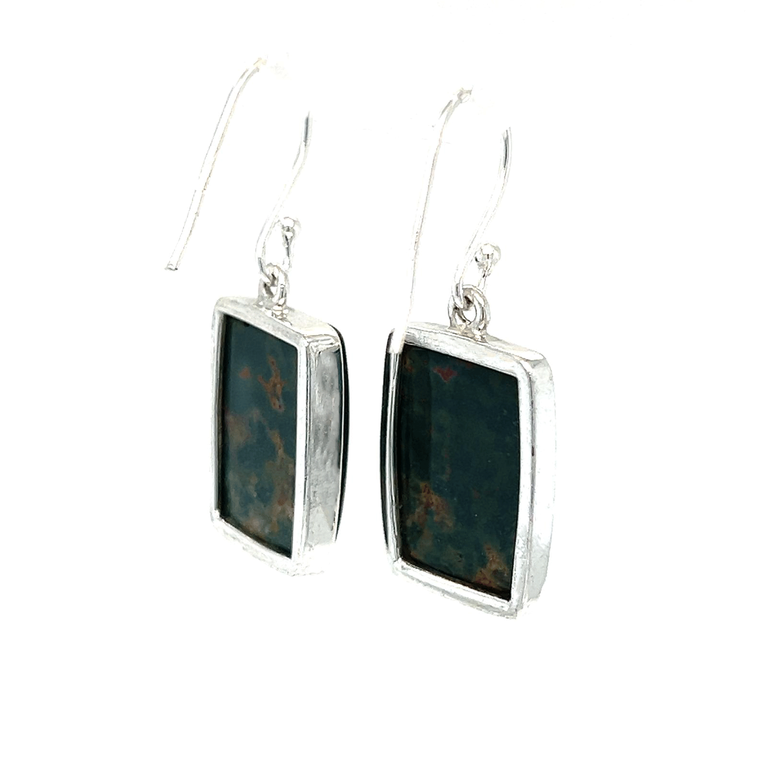 Polished Square Bloodstone Earrings