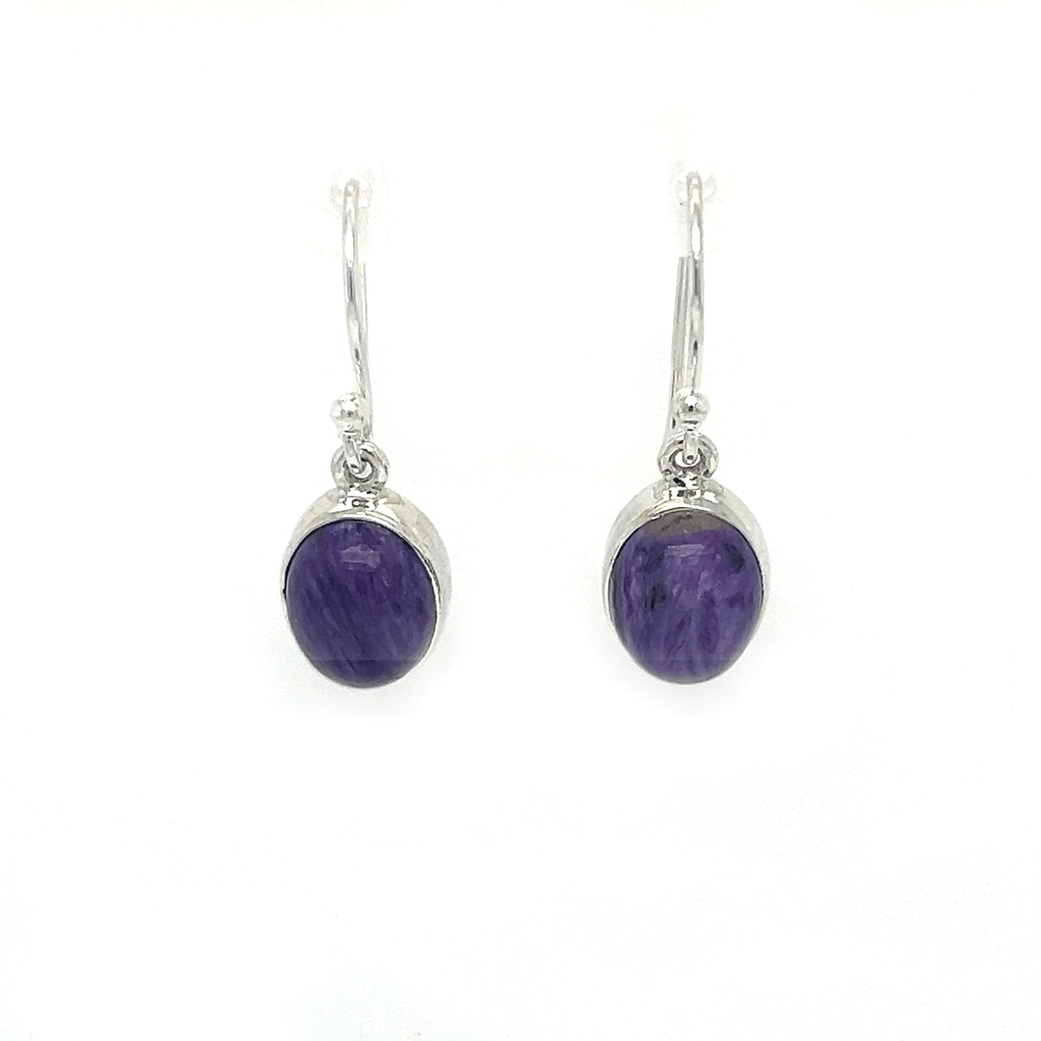 Polished Charoite Cabochon Earrings