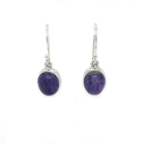 Polished Charoite Cabochon Earrings