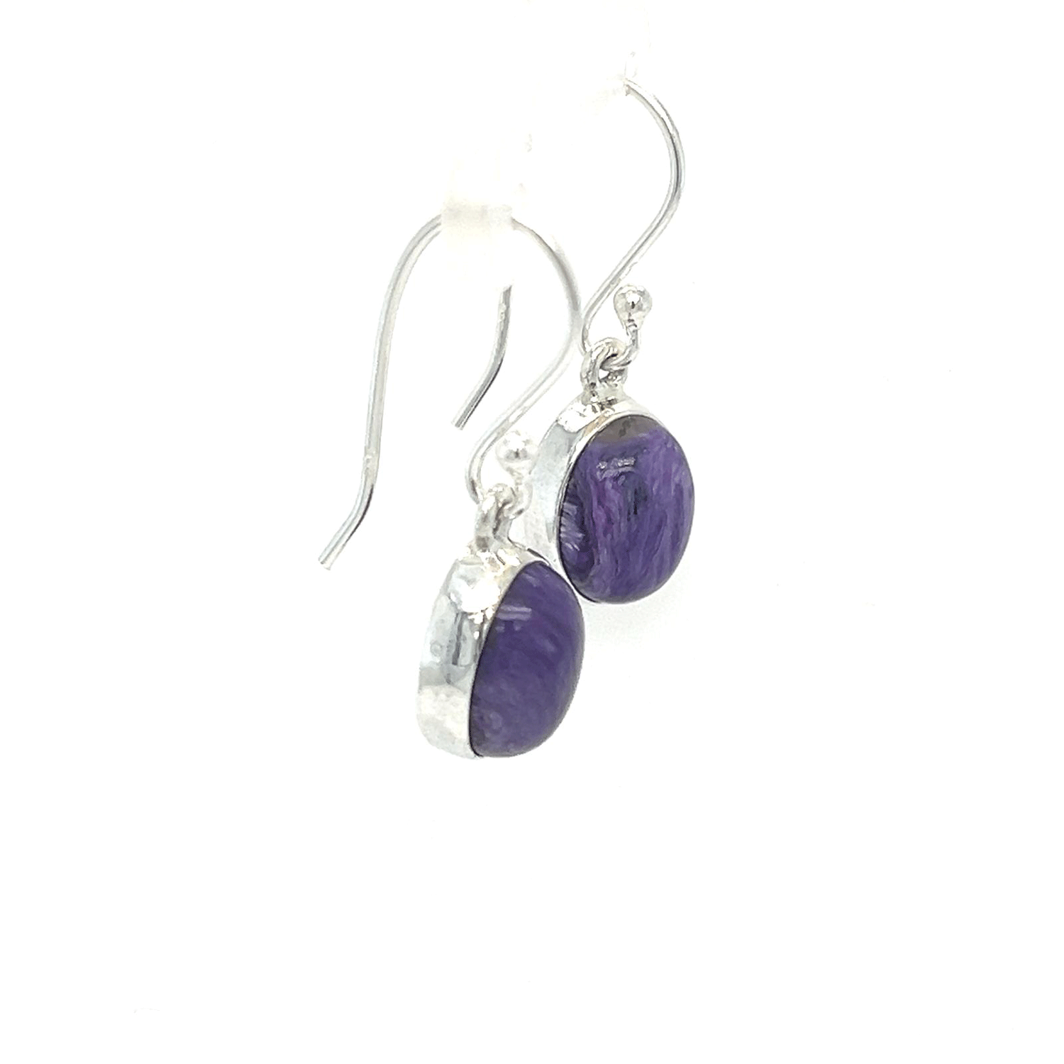 Polished Charoite Cabochon Earrings