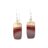 Silver Rectangular Mookaite Earrings